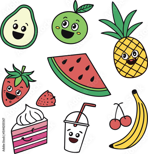 set of fruit icons design