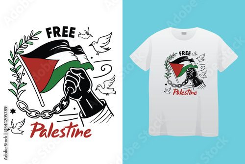 Palestine design vector, Save Palestine illustration for banner, t-shirt, poster, sticker, badges, social media design. Hand-Drawn Lettering Phrase, Calligraphy Graphic Typography.