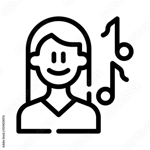 singing artist line icon