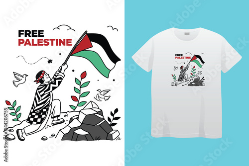 Palestine design vector, Save Palestine illustration for banner, t-shirt, poster, sticker, badges, social media design. Hand-Drawn Lettering Phrase, Calligraphy Graphic Typography.