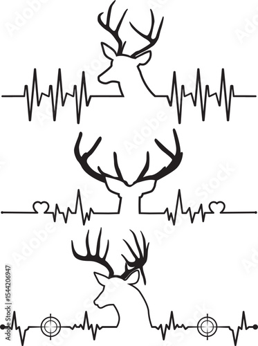  Deer Heartbeat, Deer Head Heartbeat, Deer Head , Hunting Love, Deer Hunting