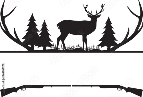 Deer Hunting Frame , Hunting, Deer Hunting, Frame Deer Rifle ,  Hunting Monogram