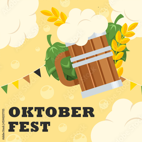 Flat oktoberfest festival banner