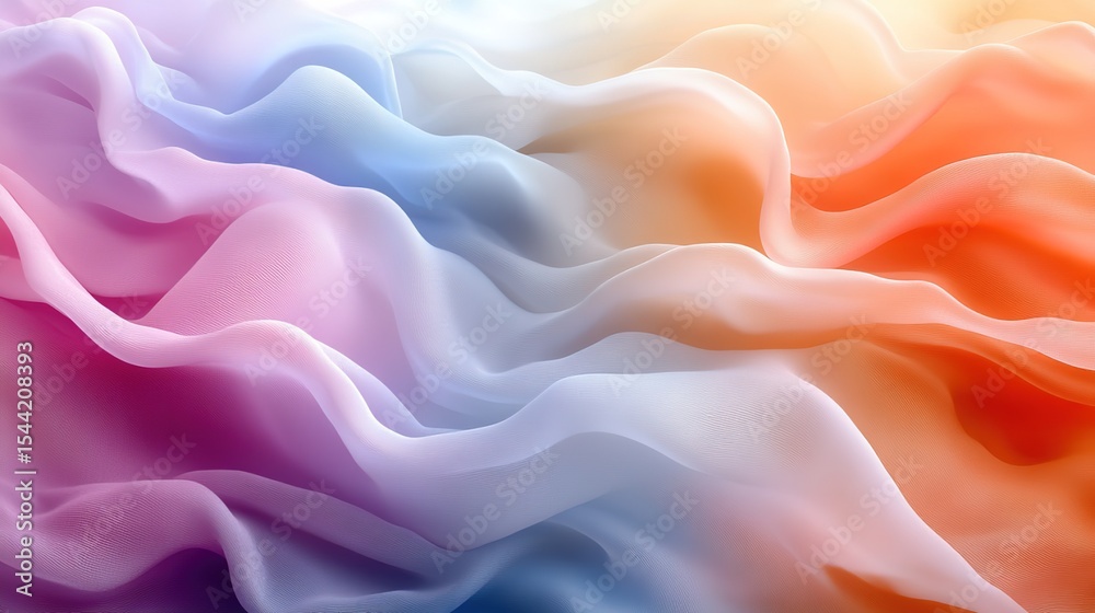 Fototapeta premium Soft Gradient Wavy Fabric Texture in Pastel Tones for Interior Design, Fashion Upholstery, and Digital Backgrounds