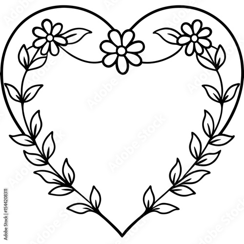 Floral Heart Wreath Illustration