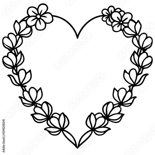 Floral Heart Wreath Illustration