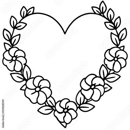 Floral Heart Wreath Illustration