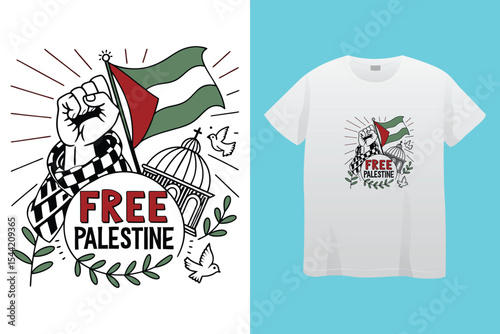 free Palestine freedom free Gaza vector illustration t shirt poster