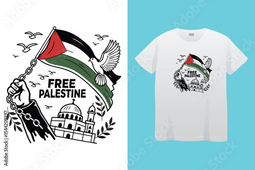 free Palestine freedom free Gaza vector illustration t shirt poster