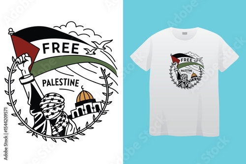 free Palestine freedom free Gaza vector illustration t shirt poster