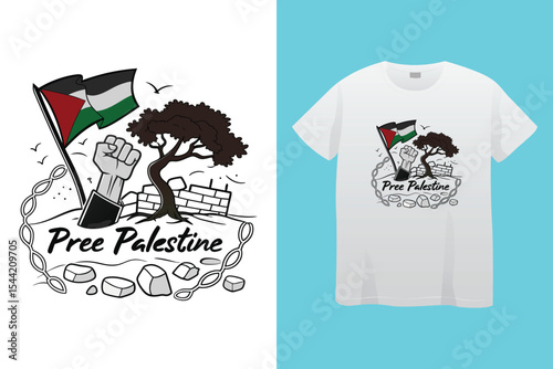 free Palestine freedom free Gaza vector illustration t shirt poster