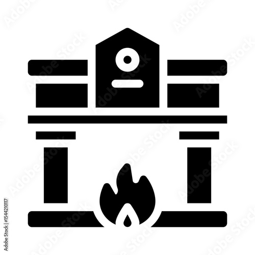 Fire Station Building glyph icon