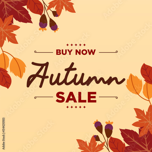 Flat autumn sale banner background template