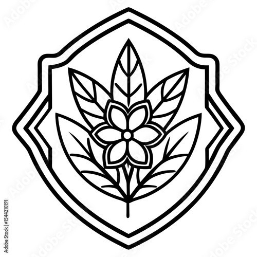 Floral Crest Vector on White