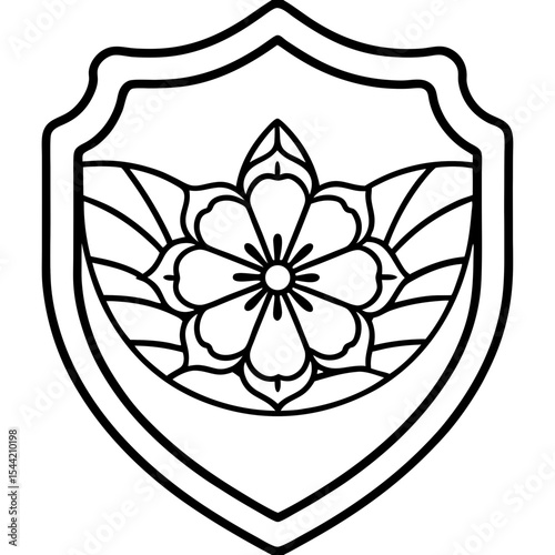 Floral Crest Vector on White