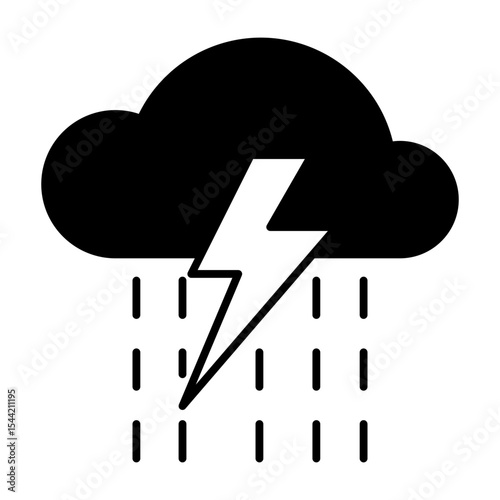 rain with storm black icon