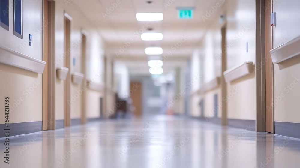 © masaidee - Blurred perspective of a long, empty hospital corridor with shiny blue floors and bright lighting, symbolizing a modern medical facility © masaidee - Blurred perspective of a long, empty hospital corridor with shiny blue floors and bright lighting, symbolizing a modern medical facility