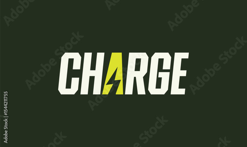 Charge typography logo design with the integration of bolt icon in it.