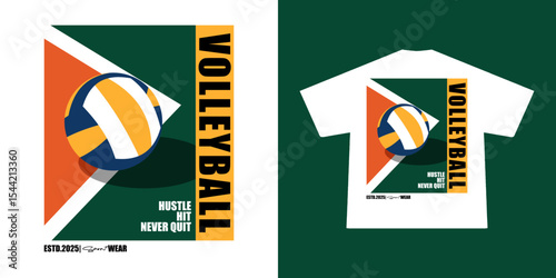 Aesthetic illustration of volleyball t shirt design, vector graphic, typographic poster or tshirts street wear and Urban style	