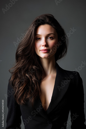 Confident Young Woman in Black Blazer Portrait