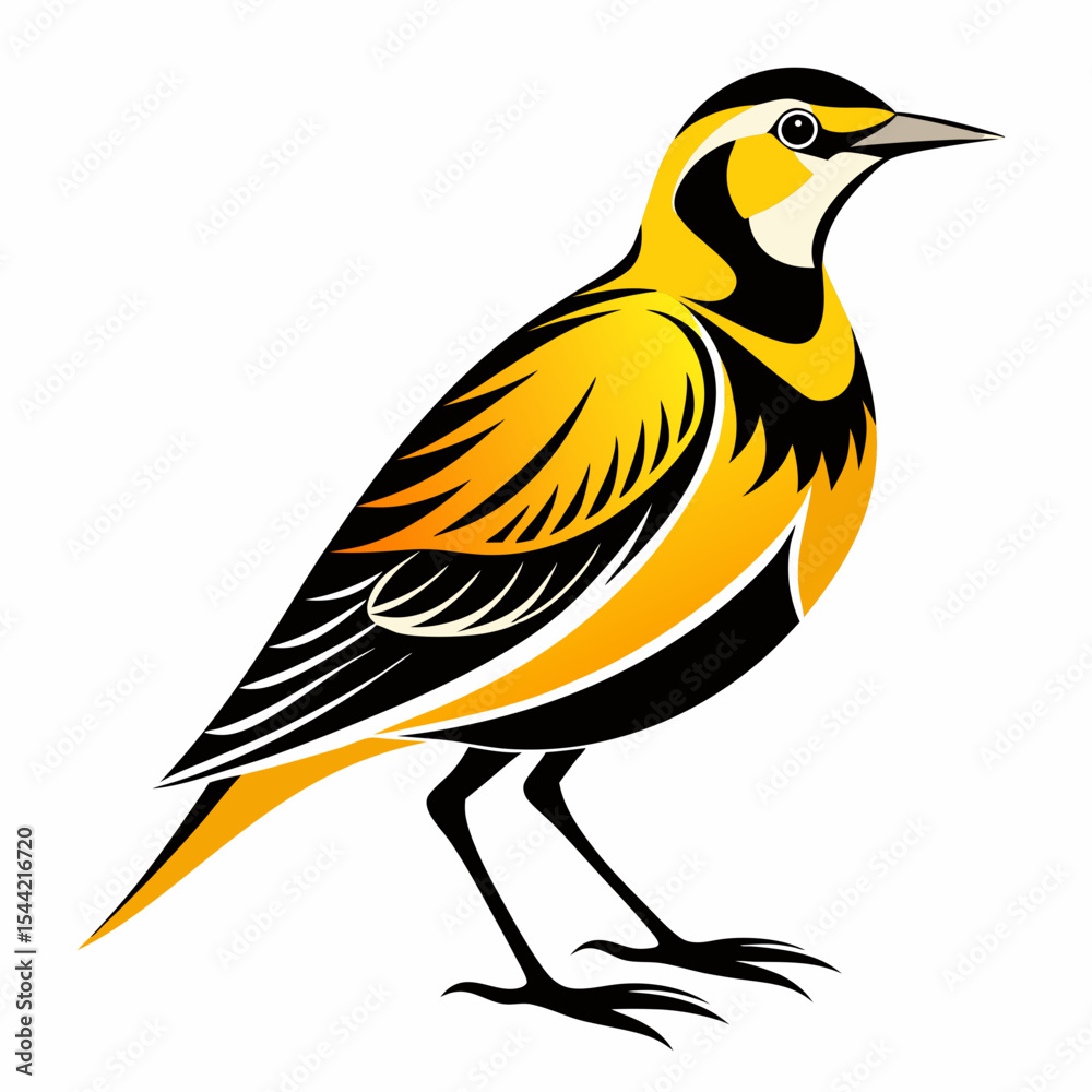 Obraz premium Eastern Meadowlark silhouette vector black on white background