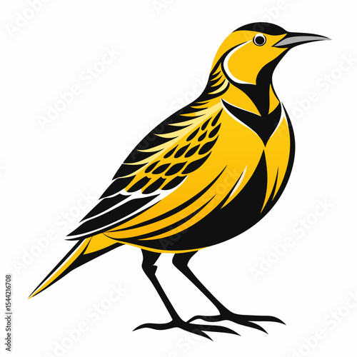 Eastern Meadowlark silhouette vector black on white background