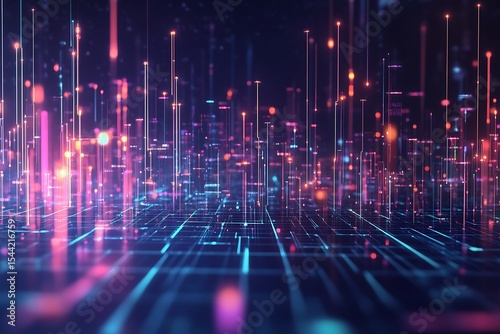 Futuristic Technology Background with Glowing Lines and Data Flow for Modern Innovation