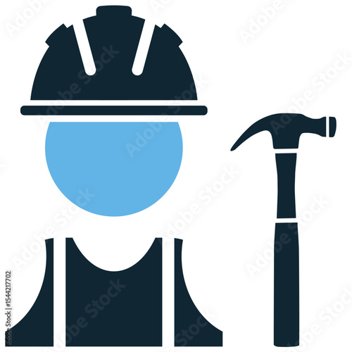 Builder icon vector, depicting a construction worker. Perfect for themes of manual labor, craftsmanship, development, housing, and the building industry.