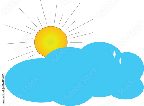 Cute Sun and Cloud Vector Illustration – Kawaii Weather Icon

