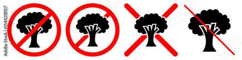 No tree sign vector, ideal for symbolizing deforestation, environmental protection, tree removal warnings, or areas where planting is prohibited. Perfect for conservation and ecological themes.