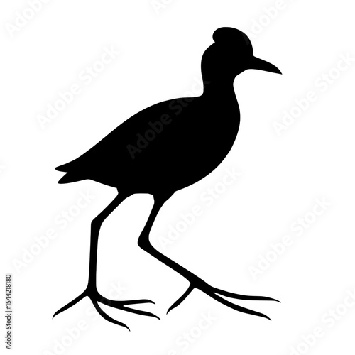 Silhouette of a Comb-crested Jacana with Distinctive Crest and Long Legs