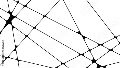 abstract Polyhedron geometric lines black and white shapes seamless pattern rounded drawing EPS 10