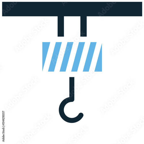 Crane hook icon vector, representing lifting and heavy machinery. Ideal for construction, logistics, shipping, industrial equipment, and material handling themes.