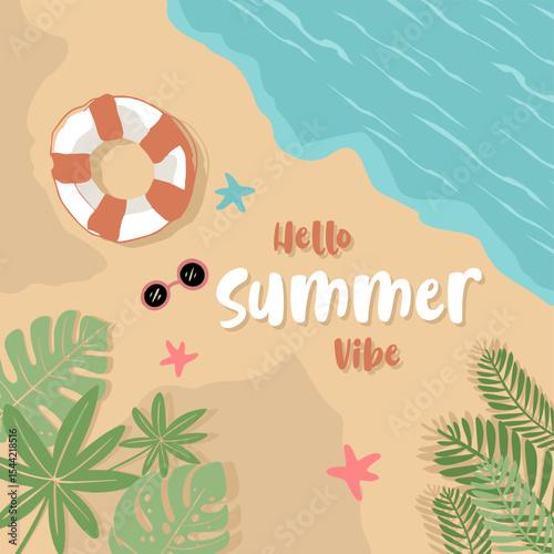 Hello Summer vibe beach tropical island vector
