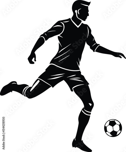 football player  Soccer player silhouette kicking ball action