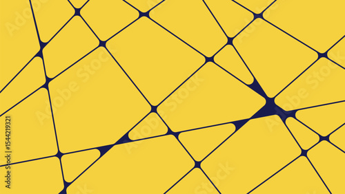 abstract Polyhedron geometric lines Yellow and blue shapes seamless pattern rounded drawing EPS 10