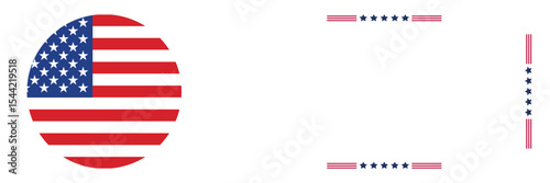 United states flag banner with stars for Memorial Day celebration on transparent background	