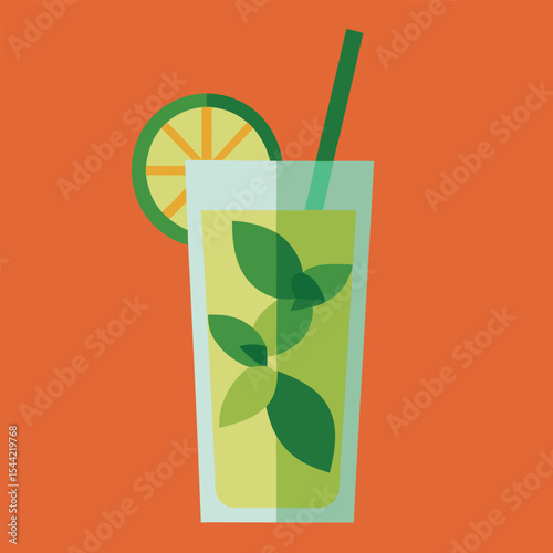 green cocktail with lime vector