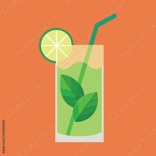 Mojito Drink Vector cocktail with lime