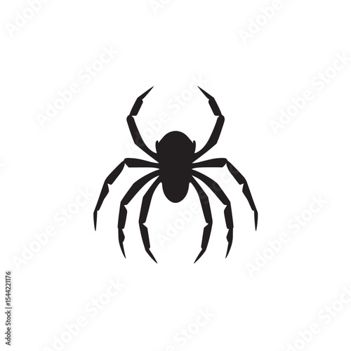 Flat Design of a Spider Silhouette Isolated