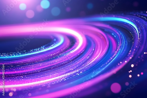 Abstract Light Streaks with Sparkles, Modern Background with Glowing Lines and Bokeh Effects