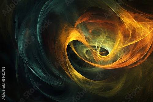 Swirling Abstract Art Background with Fiery Orange and Teal Hues for Modern Design