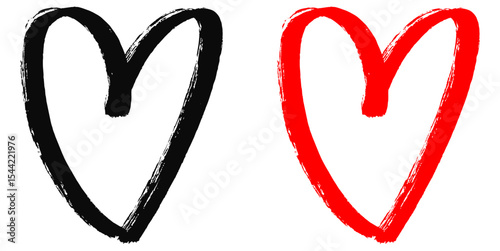 Grunge heart shape with brush stroke texture vector, offering a raw, artistic, and distressed feel. Ideal for edgy romance, expressive art, or vintage-themed designs.