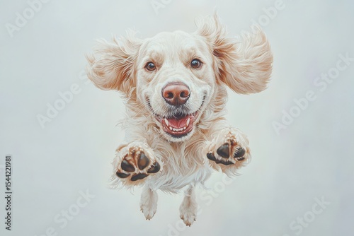 Joyful Golden Retriever in Mid-Air Leap