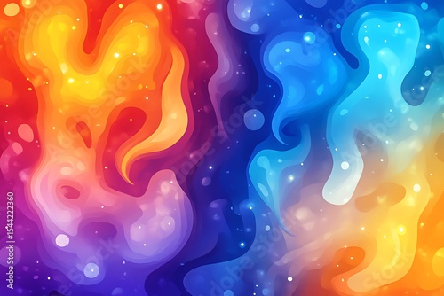 Abstract painting background with warm fire and cool ice colors, vibrant and modern