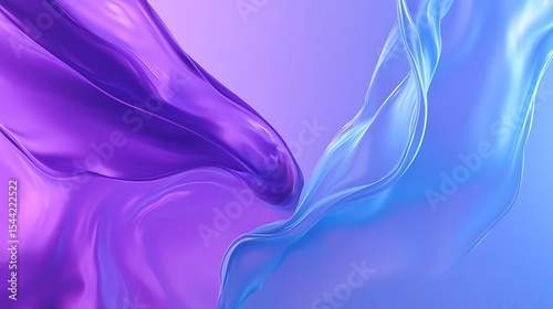 Abstract flowing silk fabric background in blue and purple tones for modern design projects