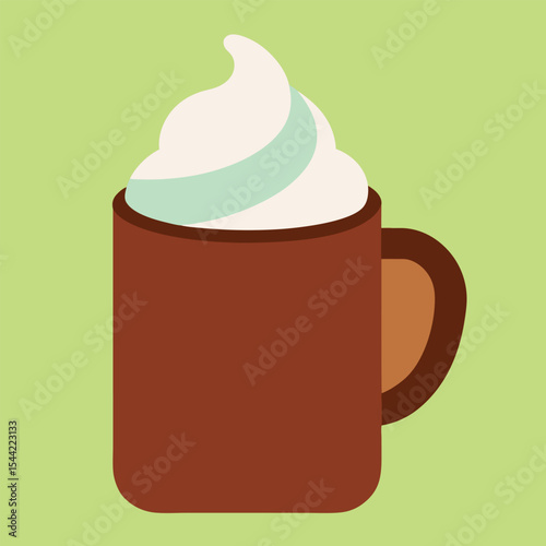 Hot Chocolate Mug with Cream Art vector