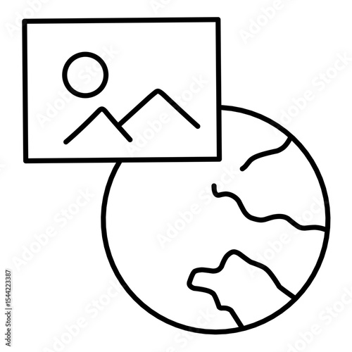 Upload Photo line vector