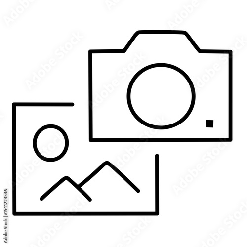 Upload Photo line vector