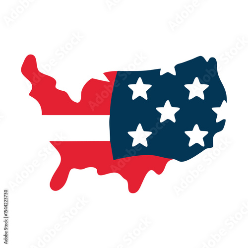 U S A Map Patriotic Red Blue Stars Independence Day America Graphic united